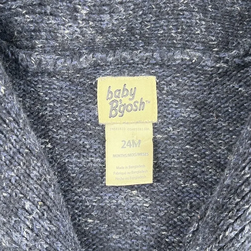Baby B'gosh Knit Sweater Baby Size 24 Months Button Up Navy Blue Heather
